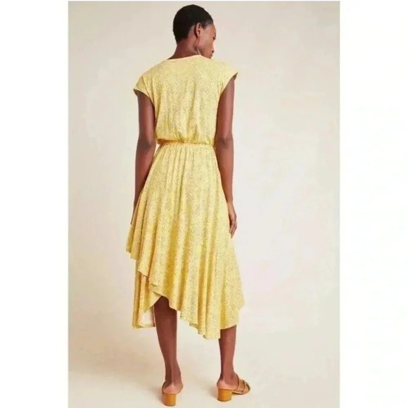 NWOT Anthropologie Maeve Yellow Midi Ruffle V-Neck Dress Women’s Size XS - Picture 2 of 8